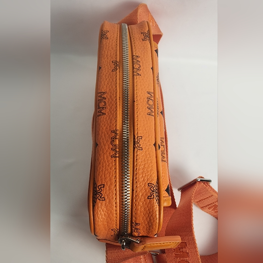 Authentic Mcm Aren Orange Monogram Crossbody Bag … - image 8